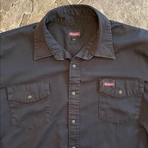 DICKIES Men's Pearl Snap Black Button-Down Shirt Western Rodeo Ranch size Large